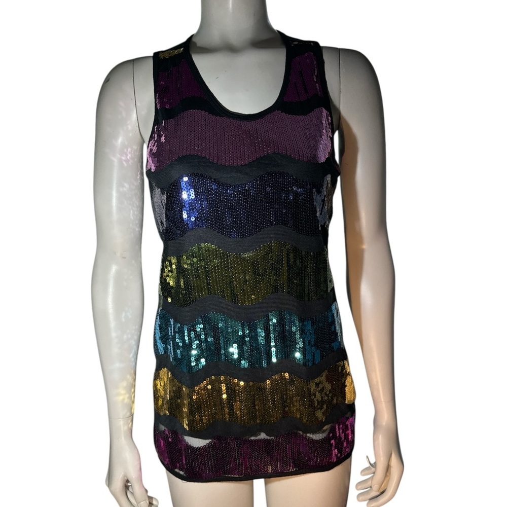 Colorful Sequin Striped Women's Tank Top
